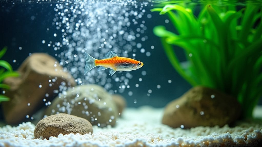 floating debris in aquarium