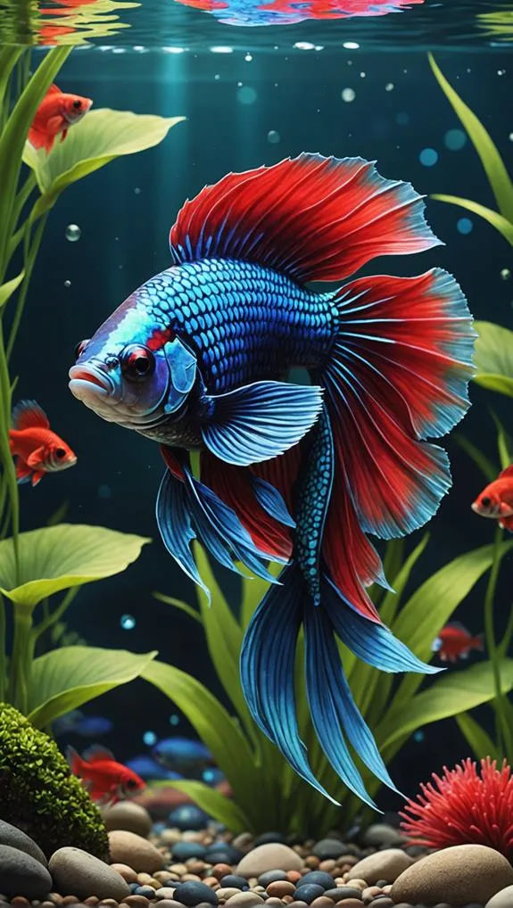 colorful betta fish display