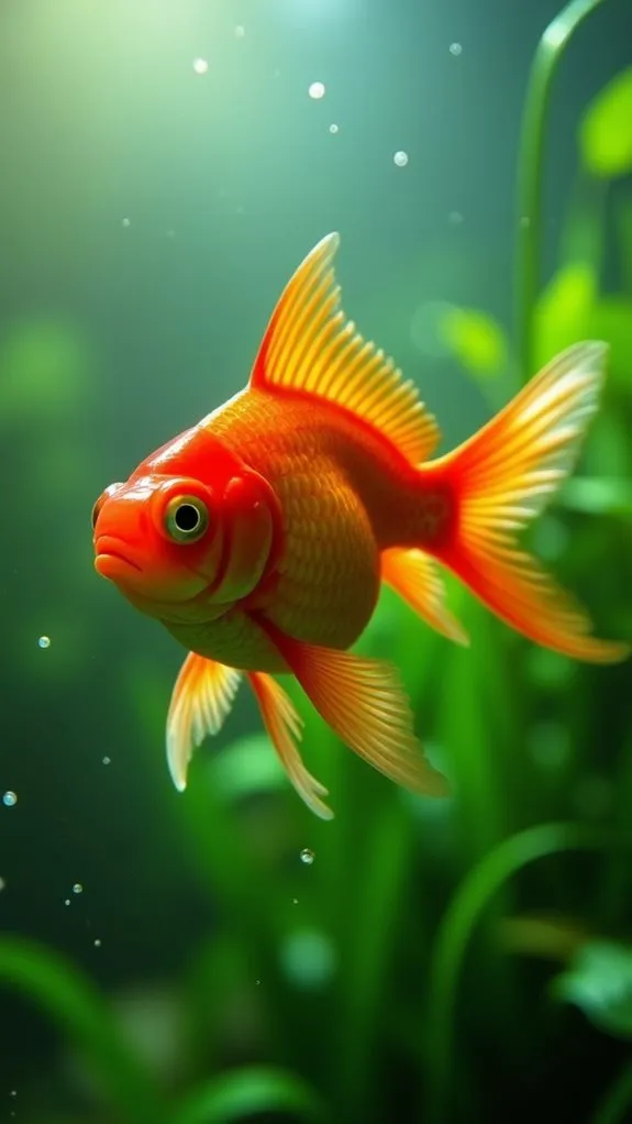 happy relaxed swimming fish