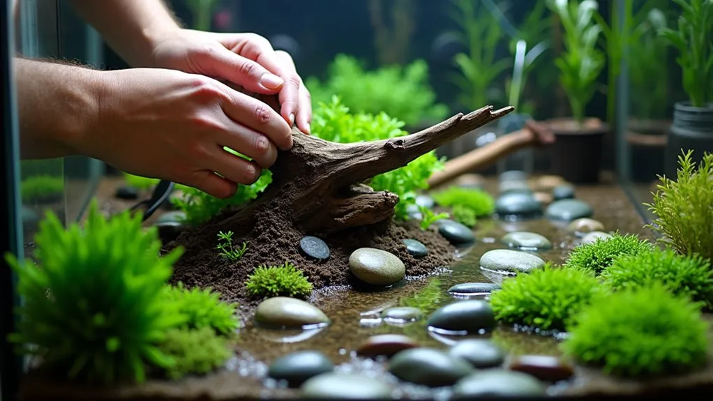 aquascaping with decorative elements